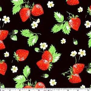  45 Wide Strawberry Fields Forever Black Fabric By The 