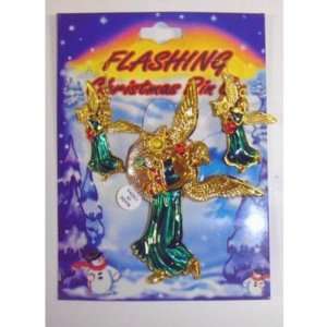  Christmas Flashing LED Angel Brooch and Earrings Case Pack 