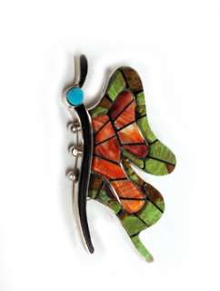Melvin Francis–Colorful Inlay Butterfly Pin–Amazing Art  