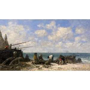    Etretat Fishermen on the Beach, By Boudin Eugène 