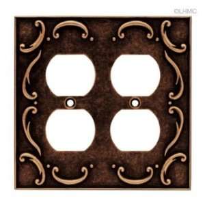  Double Duplex Wall Plate   French Lace   Sponged Copper L 
