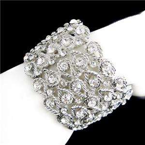 Bridal Lots Drop Bracelet Swarovski Crystal Cluster Bangle Cuff VTG 