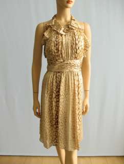 Kay Unger Brown Leopard Silk Halter Dress Sz 14 NWT  