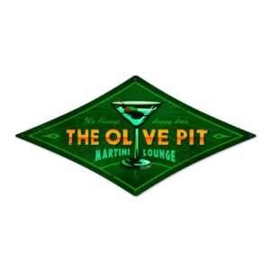    Olive Pit Vintage Metal Sign Martini Lounge Bar