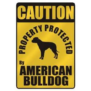   PROTECTED BY AMERICAN BULLDOG  PARKING SIGN DOG 