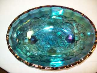 Vintage Indiana Glass Harvest Grape Carnival Glass Footed Bowl/Center 
