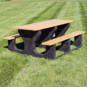  Jayhawk Recycled Plastic Picnic Table Small   Black Patio 