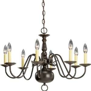 Light Americana Chandelier with Delicate Arms and Decorative Center 