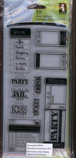 TICKETs PARTY admission RUBBER STAMPs CLEAR NEW  