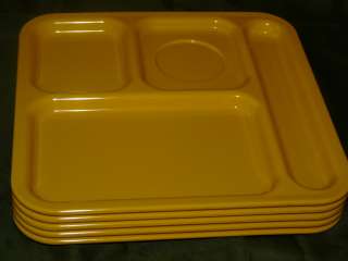 Lot 5 Vtg DIVIDED Dishes PLATES Square TEXAS WARE Yellow Plastic 10 