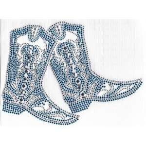  Rhinestone TransferWestern Turquoise & Silver Boots 