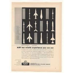  1957 AMF Defense Nike Lacrosse Hawk 18 Missiles Print Ad 