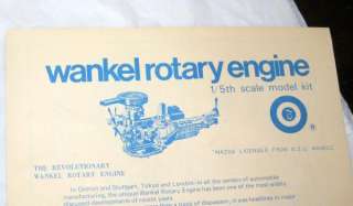Vintage Wankel Rotary Engine Model Kit by Entex Unique Pistonless 1/15 