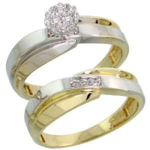10k Gold 2 Piece Diamond Engagement Ring Set, w/ 0.07 Carat Brilliant 
