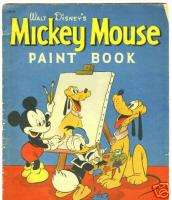 WALT DISNEY MICKEY MOUSE PAINT BOOK WHITMAN 1937 NO RES  