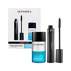 Sephora Full Action Mascara and Waterproof Eye Makeup Remover Kit, New 