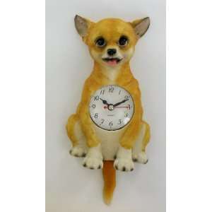    Chihuahua Dog Pendulum Wall Clock Tail Wags