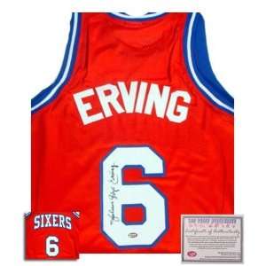  Julius Erving Philadelphia 76ers Autographed Red Jersey 