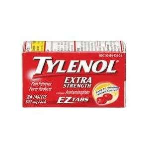  Tylenol Extra Strength 500 mg, Extra Strength, EZ Tabs 24 
