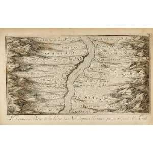  1757 Copper Engraving Antique Map Nile River Egypt Nubia 