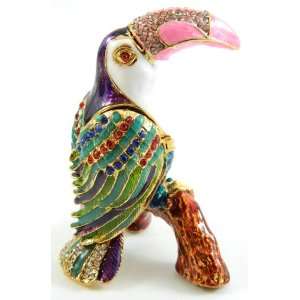  Toucan Bird Treasured Trinket Box Faberge Style Hand 