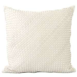    Lance Wovens Watercolor White Leather Pillow