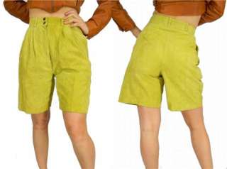   80s Pleated Super HIGH WAISTED Mustard Color SHORTS Size M 8 Waist~28
