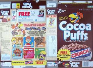 1991 Cocoa Puffs Free Nestle Crunch Cereal Box vvv1  