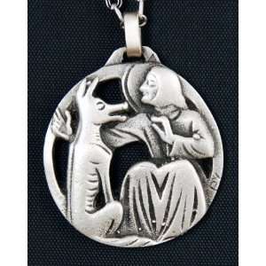  1 3/8 Large St. Francis of Assisi Medal with Wolf 