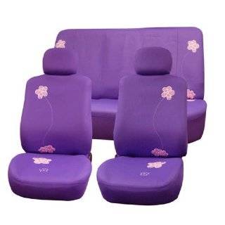 FH FB053112 Floral Embroidery Design Car Seat Covers Purple Color