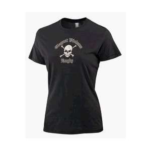  VIOLENCE RUGBY SKULL WOMENS BABY TEE (BLACK)