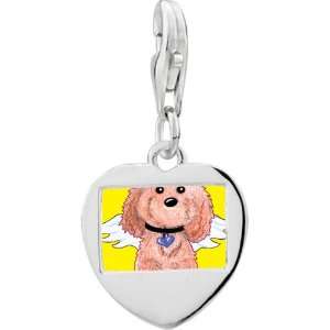  925 Sterling Silver Brown Dog From Heaven Photo Heart 