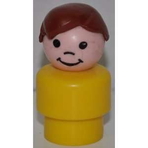 Vintage Little People Boy (Brown Hair, Yellow Plastic Base) (Peg Style 