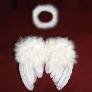 Small White Feather Angel Wings & Halo for 0 6mo Newborn Baby As Photo 