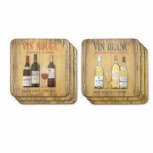  Vin Rouge & Vin Blanc Wine Coasters   Set of 6 (4 1/8 