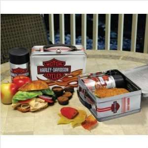 Harley Chrome   Tin Lunch Box & Thermos 