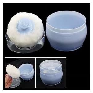 Plastic Clear Removable Lid Blue Drum Shaped Baby Talcum Powder Box