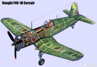 Corsair Airplane Cutaway Poster Large Aviation  