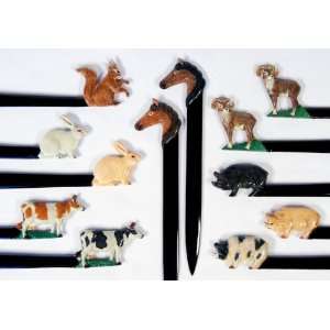   Animals Letter Openers Pig Cow Ram Rabbit Horse Squirrel (Set Of 12