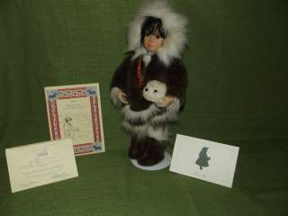   Porcelain Alaska Eskimo Doll w/COA, Story Book, Stand & Box Awesome