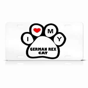 German Rex Cats White Novelty Animal Metal License Plate Wall Sign Tag