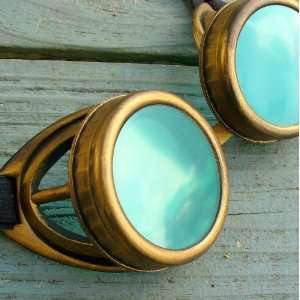Steampunk Victorian Goggles Glasses D gold green