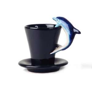  Dolphin Handmade Espresso Cup And Saucer (5cm x 8cm)