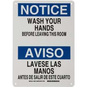 Height B 401 Plastic, Blue and Black on White Bilingual Sign, English 