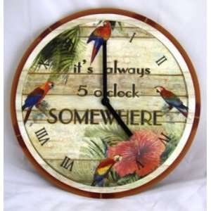  Parrot Clock Its Always 5 Oclock Somewhere Wall Clock 