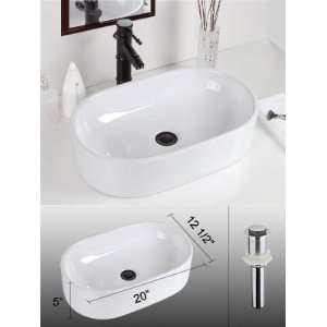   Oval Bathroom Ceramic Porcelain Vessel Sink w/ Drain