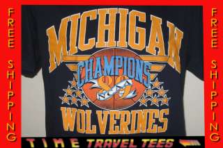 vintage 1989 LOGO 7 MICHIGAN WOLVERINES NCAA CHAMPS T Shirt LARGE soft 