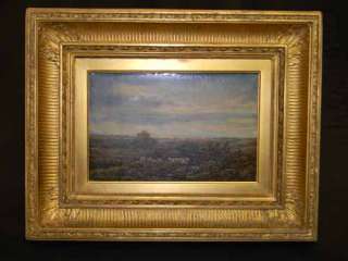 ANTIQUE W H HALL OIL LANDSCAPE PAINTING W SHEEP & FRAME  