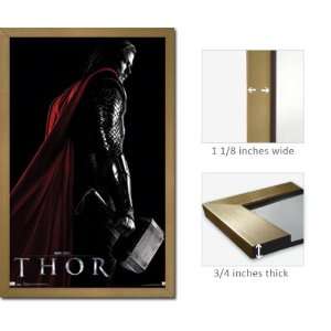  Gold Framed Thor Poster The Hammer Movie Chris Hemsworth 