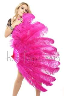 30x 54 Hotpink 2 layer Ostrich Feather Fan BURLESQUE DANCE  